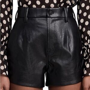 7 For All Mankind Black High-Waist Faux Leather Shorts